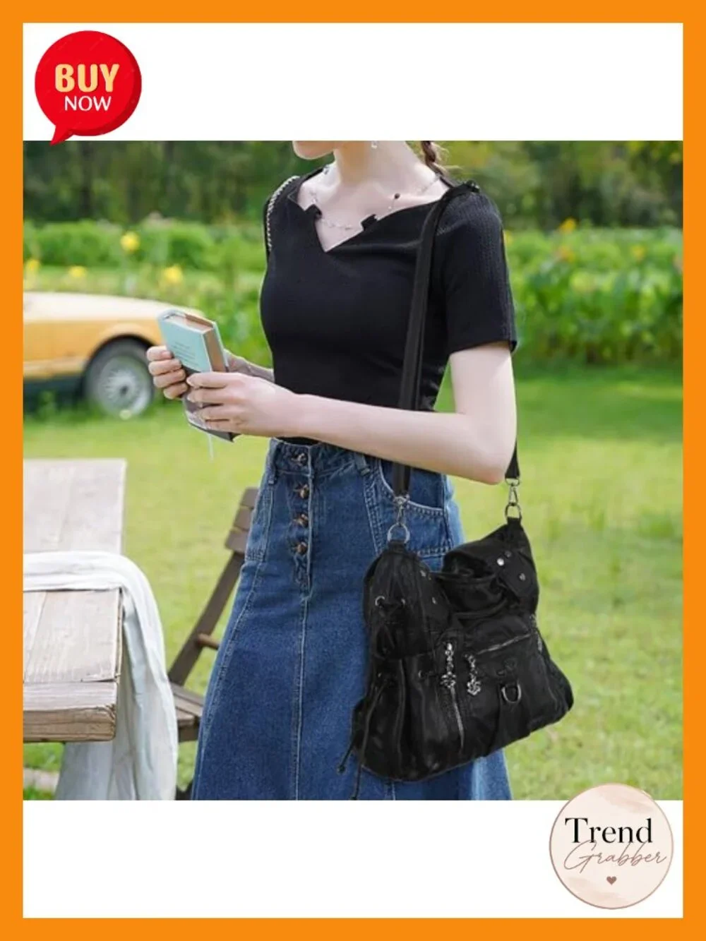 Women's Hobo Shoulder Bag Faux Leather Roomy Tote with Crossbody Strap